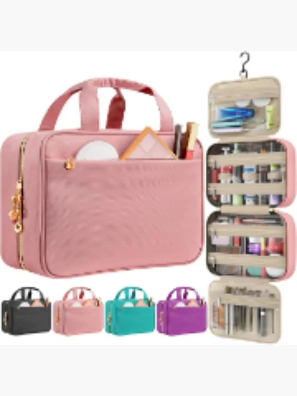 Hanging Toiletry Bag Travel Makeup Organizer Clear Pockets Oxford Cloth